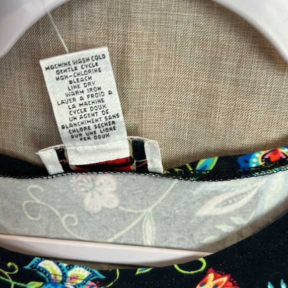 Talbots NEW Women’s 2X Black Multicolor Floral Print Stretch Cotton Knit Top - Picture 5 of 6